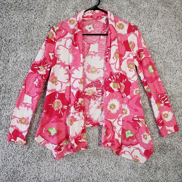 Lilly Pulitzer Women Floral Knit Cardigan Size Small Resort Casual Coastal Layer - Picture 1 of 11
